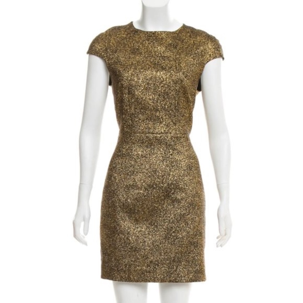 DIANE VON FURSTENBERG Dress size 0 Metallic Gold HADLIE 2  Cap Sleeve RT $248